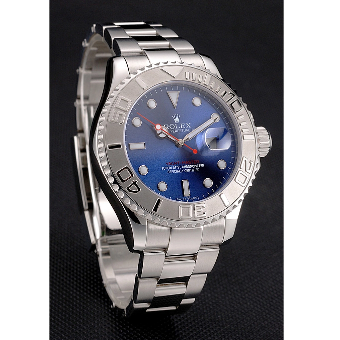 Rolex copies cheap Blue Stainless And Case Rolex Steel Dial Bracelet Yacht-Master 0606